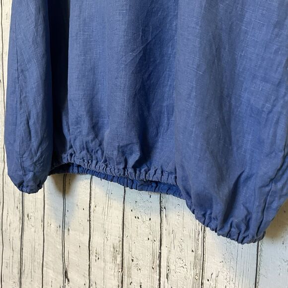 Bryn Walker Womens Linen Tunic Tank Dress Size L Elastic Hem Lagenlook Blue - Picture 4 of 14